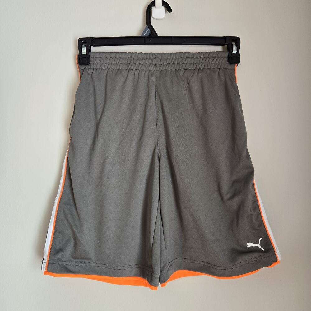 Puma Mesh Athletic Shorts Bright Orange Boys 10/12 Polyester Breathable